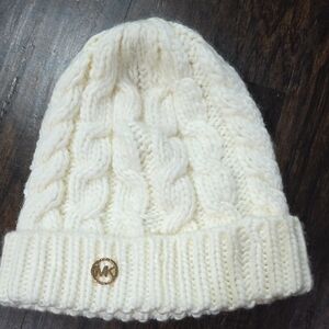 Michael Kors Ivory Cable Knit Beanie